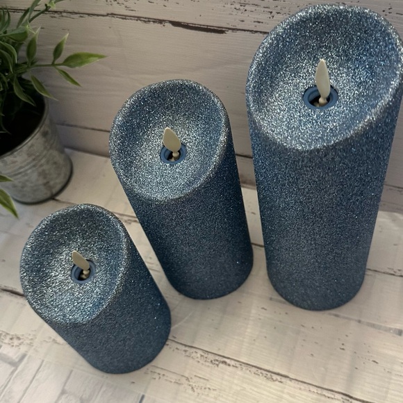 LUMINARA (R)  3 set Blue Sparkle “Flicker Candles” set - Picture 7 of 9